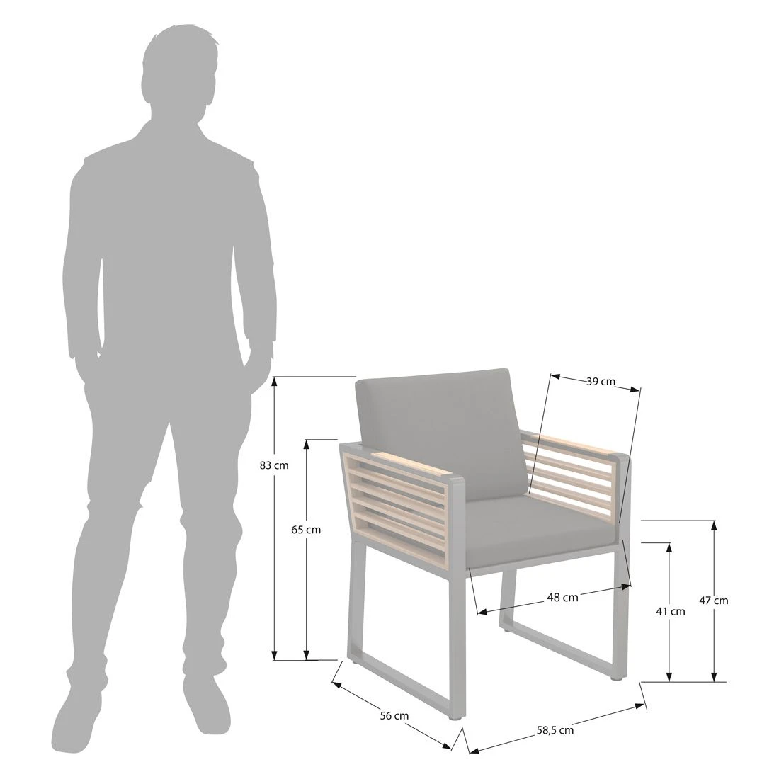 OUTLIV. New York Gartensessel Aluminium/Teak/Olefin Anthrazit – Bild 7