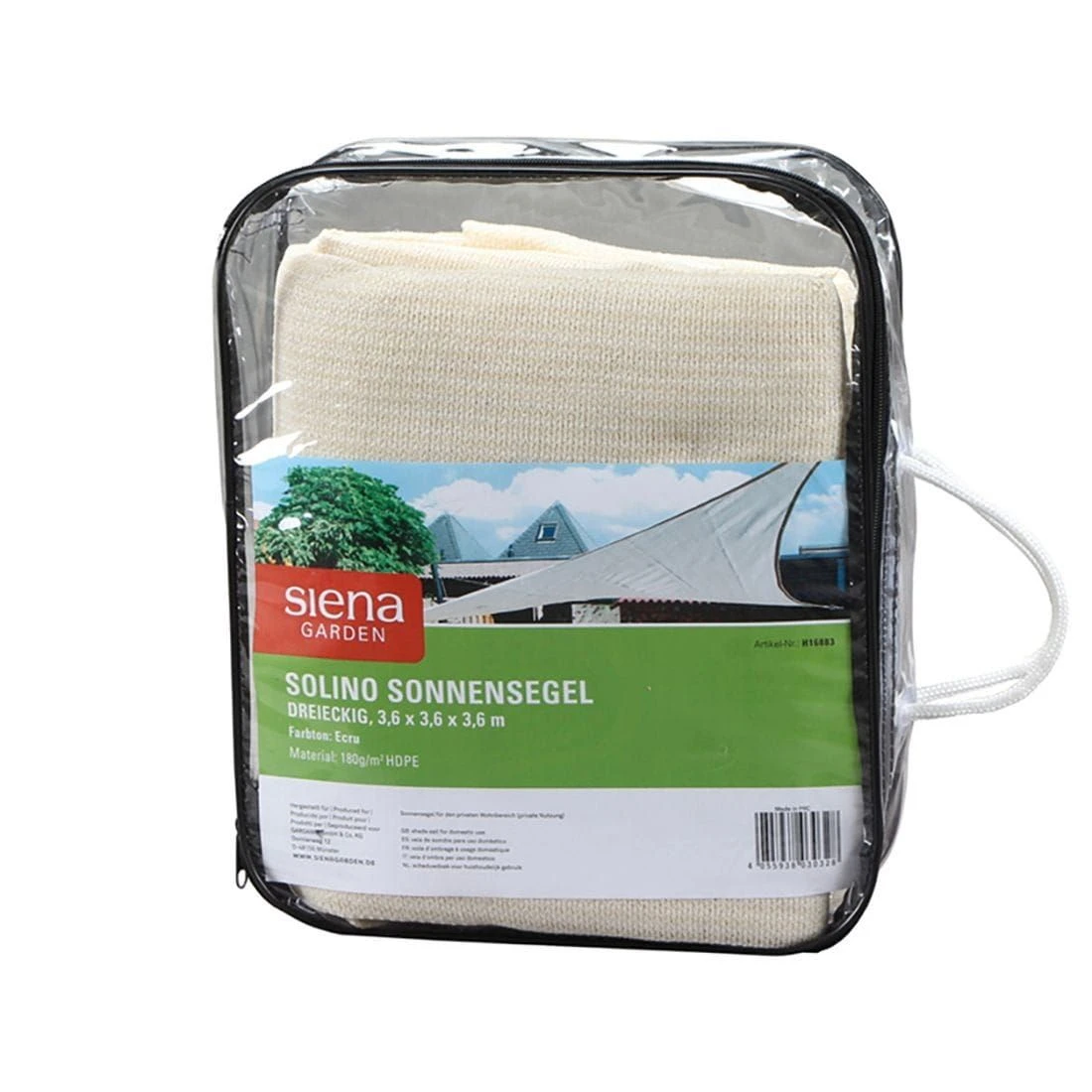 Siena Garden Solino Sonnensegel 3-eckig 360 Cm HDPE Ecru – Bild 2