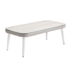 Domus Ventures Brighton Kaffeetisch 120x60 Cm Aluminium/HDC Teaklook/Weiß