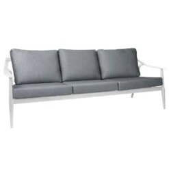 Stern Vanda 3-Sitzer Sofa Aluminium/Outdoorstoff Weiß/Seidengrau