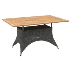 Zebra Novus Gartentisch 140x90cm Geflecht/Teak Salt&Pepper