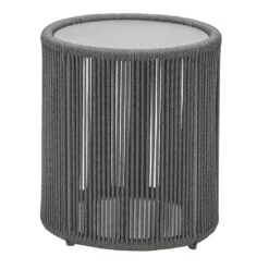 Musterring Formentera Beistelltisch Ø35,8cm Aluminium/Kordelbespannung Anthrazit/Grau