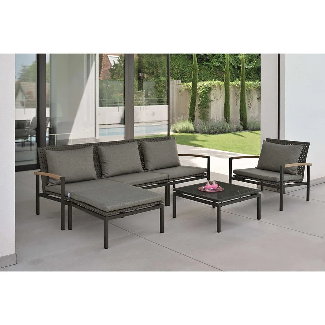 Stern Lucy Loungeset 6-tlg. Aluminium/Gurtbespannung Anthrazit/Platin