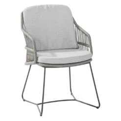 4Seasons Sempre Gartensessel Edelstahl/Rope Inkl. Kissen Anthrazit/Silbergrau