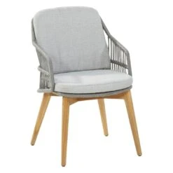 4Seasons Sempre Gartensessel Teak/Rope Inkl. Kissen Silver Grey