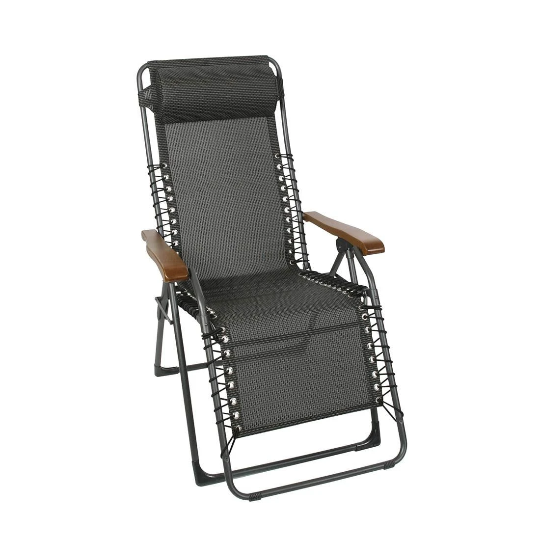 Sungörl Oasi DV XL Relaxliege Stahl/Textilene/Eschenholz Eisengrau/Quatro-Black-Gold