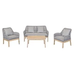 Acamp München Loungeset 4-tlg. Akazie/Rope Natur/Hellgrau