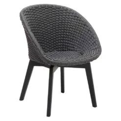 Cane-Line Peacock Gartensessel Aluminium/Rope Black/Dark Grey