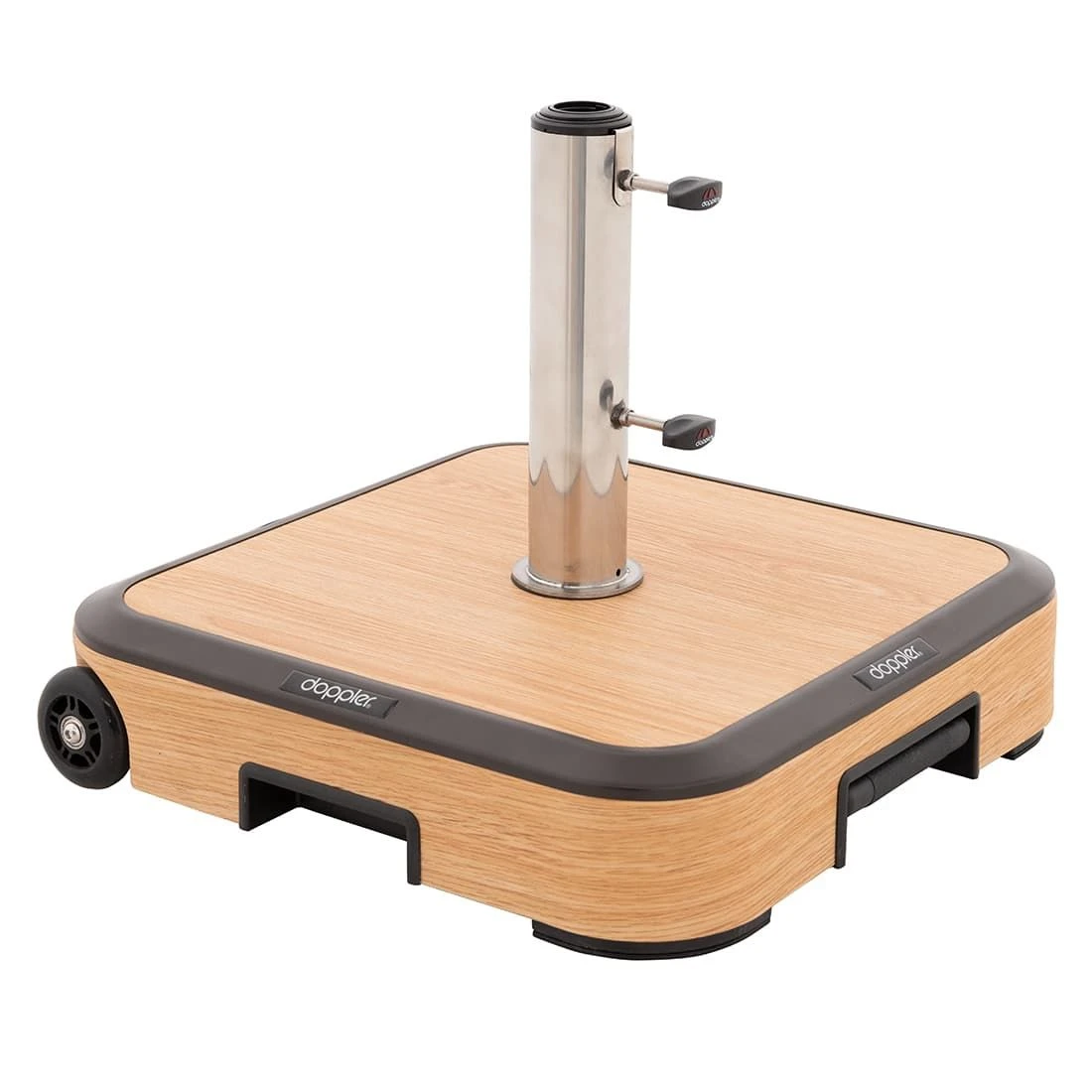Doppler Schirmsockel 50kg Alu-Beton/Trolley M.Griff Wood – Bild 2