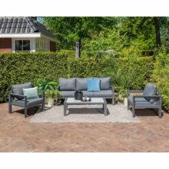Garden Impressions Zion Loungeset 4-tlg. Aluminium/Polyester Carbon Black/Mystic Grey