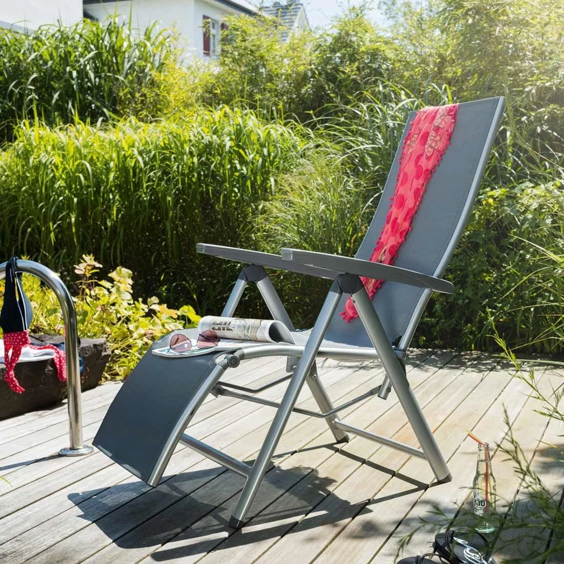 Kettler Cirrus Relaxsessel Aluminium/Textilene Silber/Anthrazitgrau – Bild 4