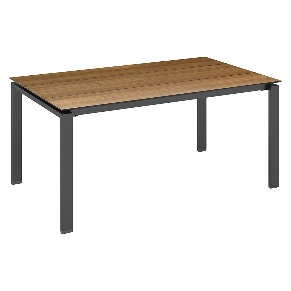 Kettler Float Gartentisch 140x70cm Aluminium/HPL Anthrazit/Teak-Optik Mit Fräsung