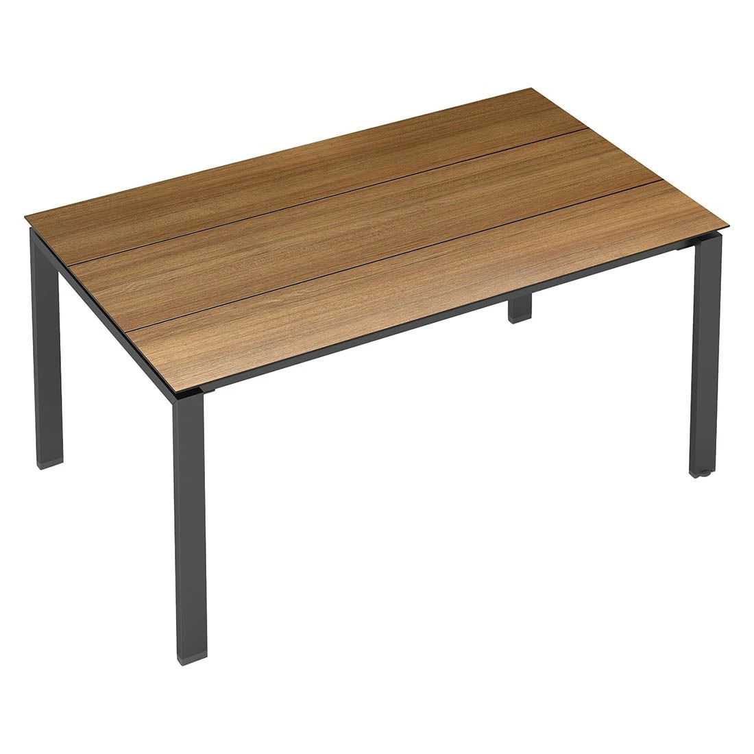 Kettler Float Gartentisch 140x70cm Aluminium/HPL Anthrazit/Teak-Optik Mit Fräsung – Bild 2