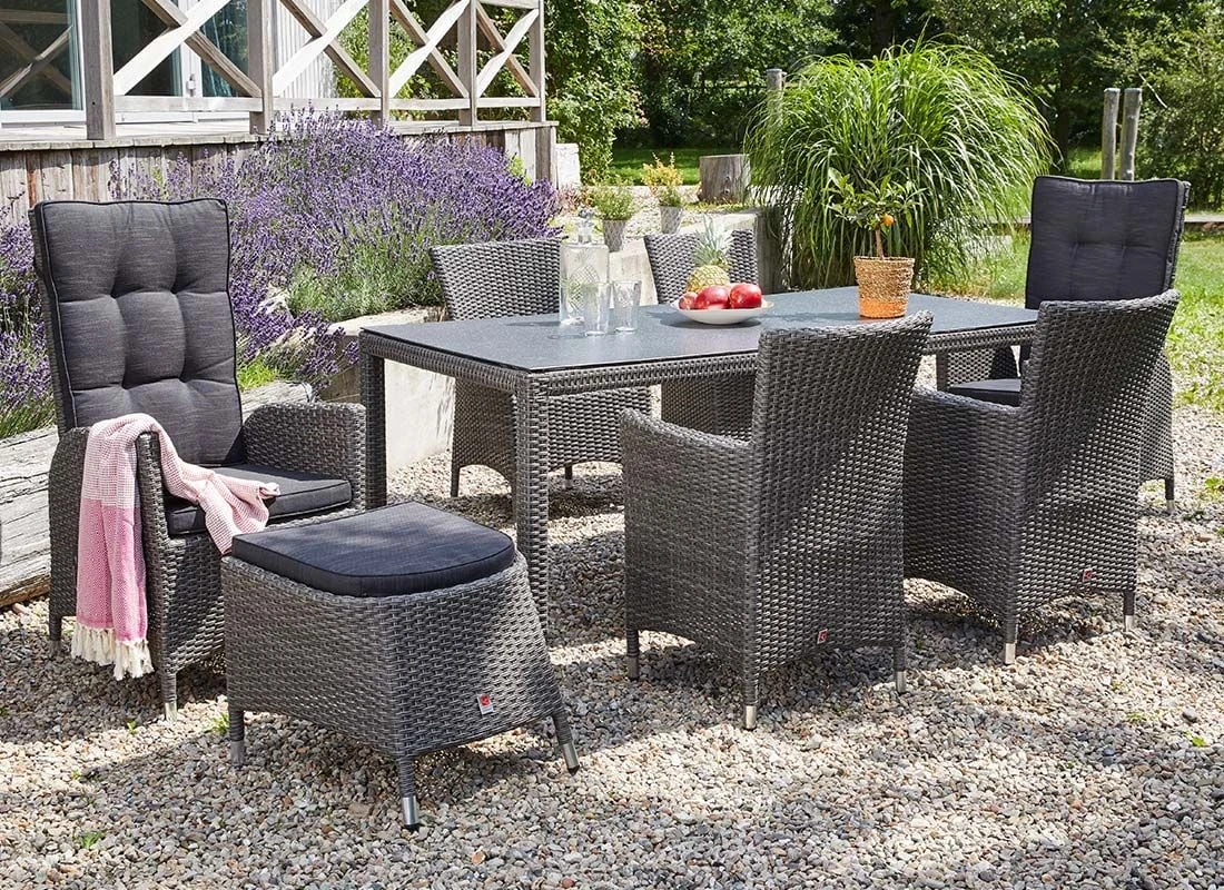 LC Garden Barcelona Gartentisch 160x90cm Alu/Glaskeramik Anthrazit/Grau Mix – Bild 2