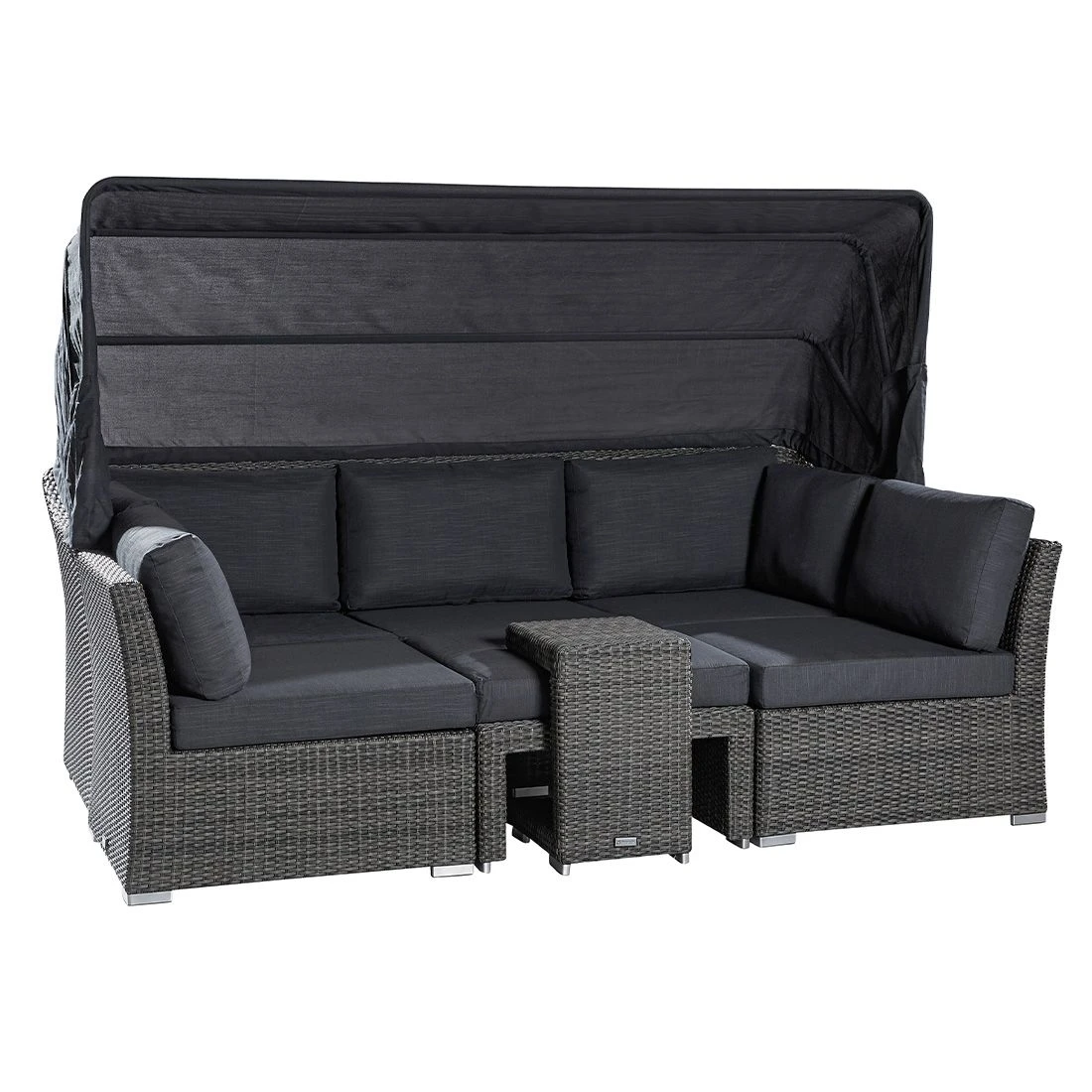 LC Garden Barcelona Loungeinsel 5-tlg. Geflecht Grau Mix/Schwarz