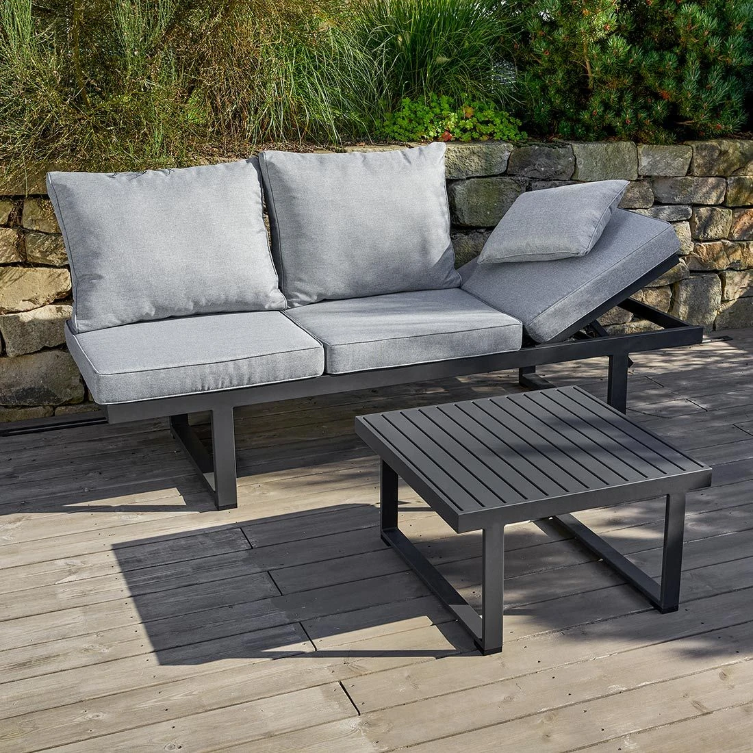 LC Garden Bondino Loungeset Aluminium/Polyester Anthrazit/Grau