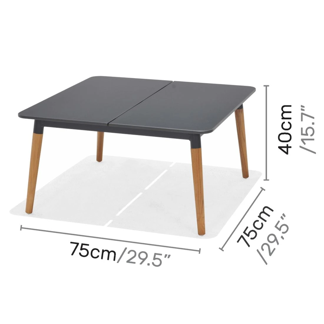 LifestyleGarden Ipanema Loungetisch 80x80cm Teak/WideDuraboard Teak/Dunkelgrau – Bild 3