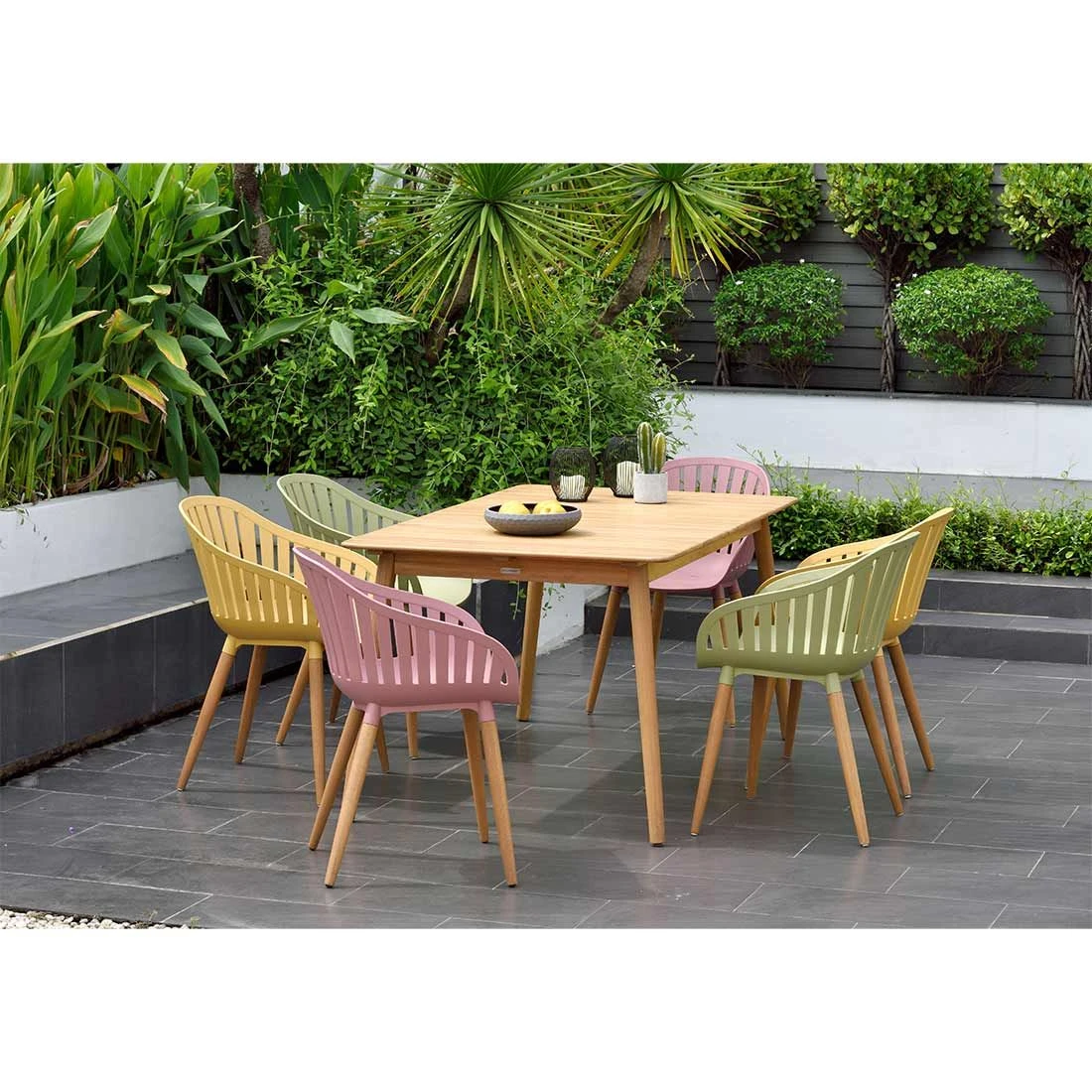 LifestyleGarden Nassau Gartensessel Eukalyptus/Kunststoff Inkl. Sitzkissen Teaklook/Korallensand – Bild 2