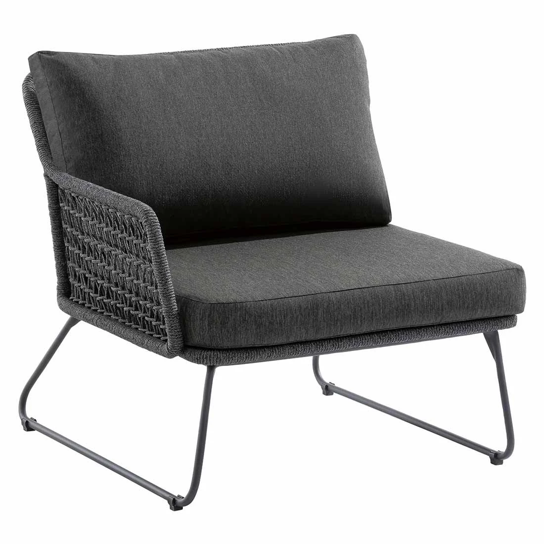 Niehoff Kubu Eck-/Endmodul Aluminium/Rope/Olefin Anthrazit/Schwarz