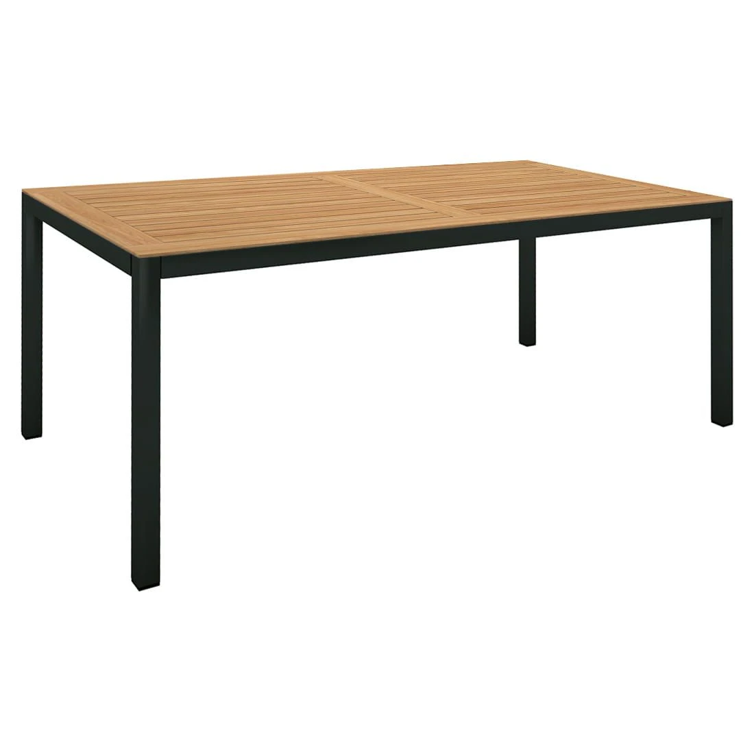 Stern Gartentisch 200x100cm Aluminium/Teak Schwarz Matt/Natur