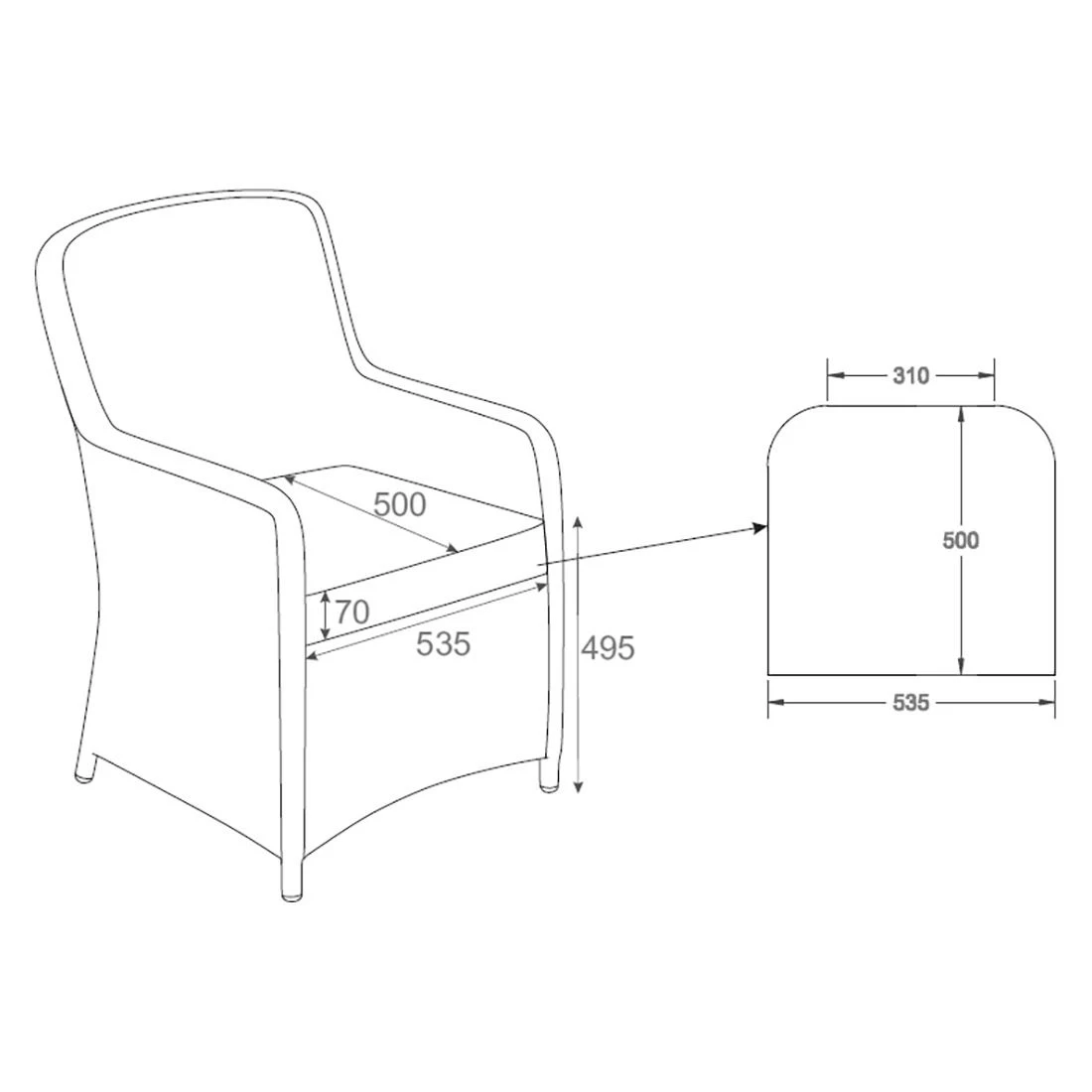 OUTLIV. Java Gartensessel Geflecht/Polyester Natur/Anthrazit – Bild 6