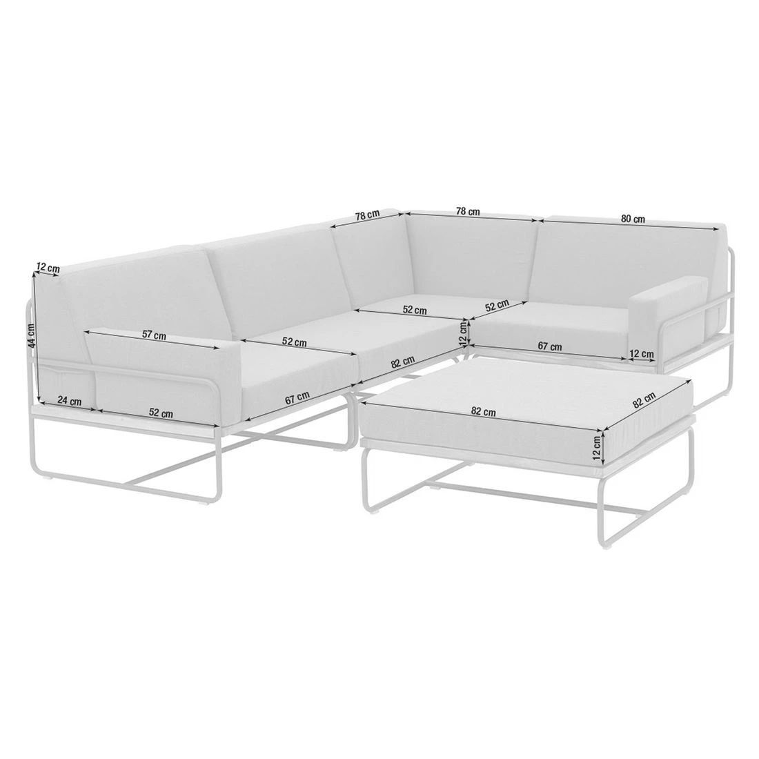 OUTLIV. Largo Ecklounge Stahl/Kunstfaser Anthrazit/Royal Dark Grey – Bild 3