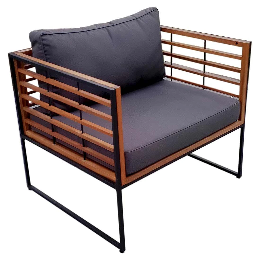 OUTLIV. Maui Loungeset 4-tlg. Stahl/Akazie/Polster Schwarz/Anthrazit – Bild 6