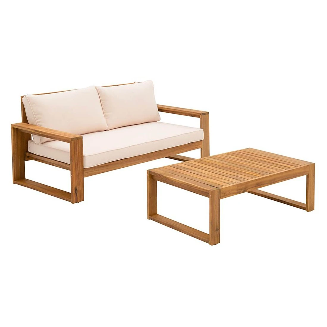 OUTLIV. Santa Cruz Loungeset 2-tlg. Akazie/Polyester Natur/Ecru – Bild 2