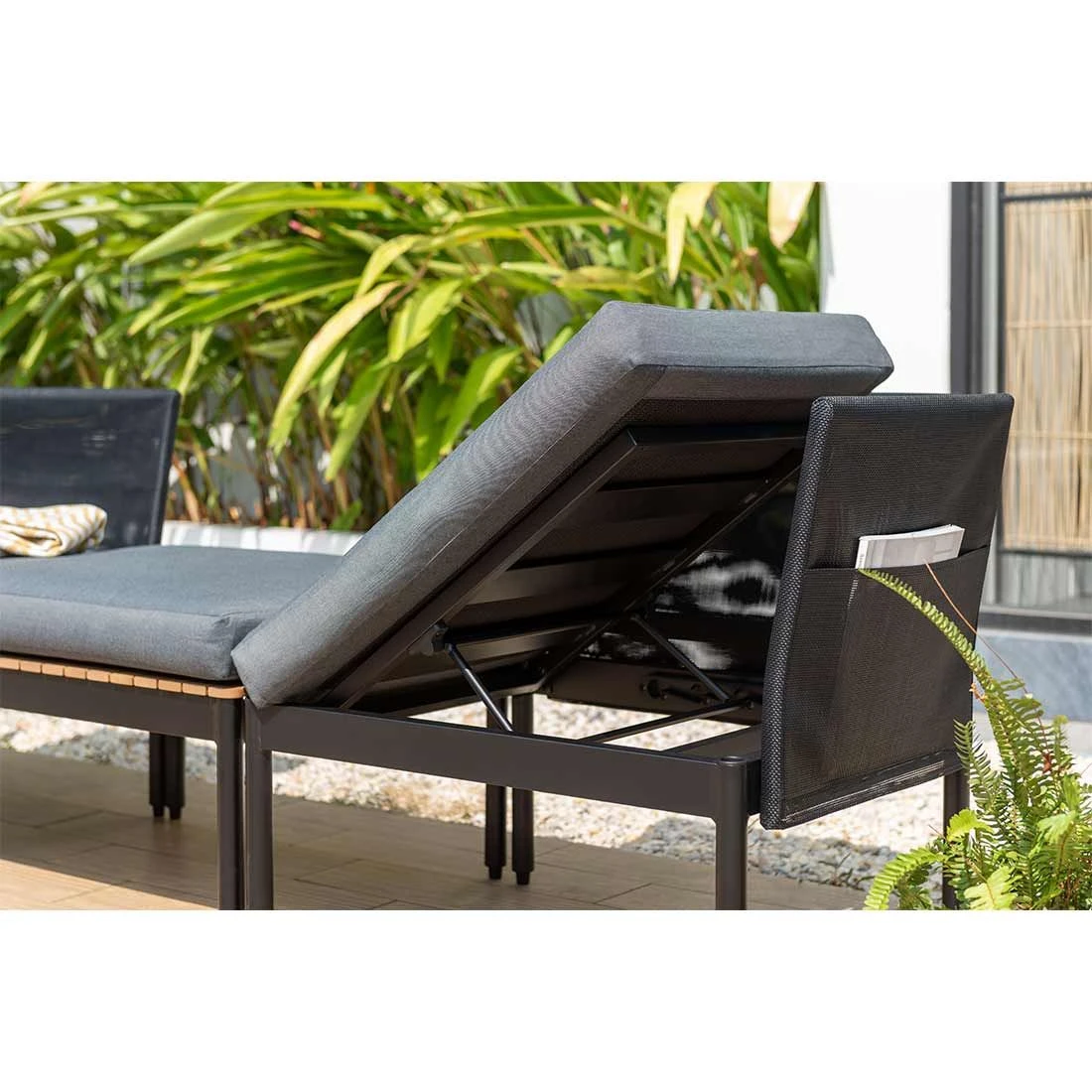 LifestyleGarden Colobus Loungeset 3-tlg. Aluminium/Textilene Schwarz/Dunkelgrau – Bild 12