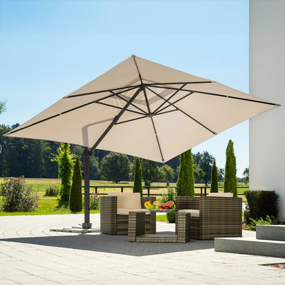 Schneider® Schneider Rhodos Grande Ampelschirm 300x400cm Anthrazit/Natur – Bild 2