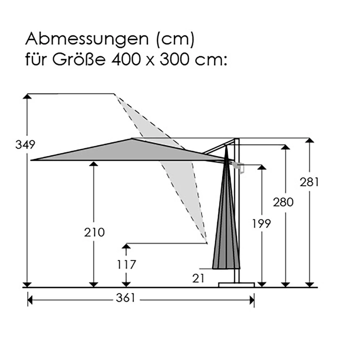 Schneider® Schneider Rhodos Grande Ampelschirm 300x400cm Anthrazit/Natur – Bild 3