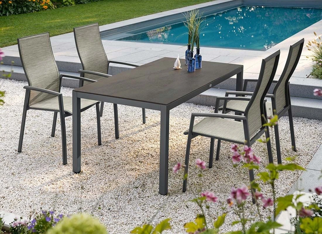 Stern Kari Stapelsessel Aluminium/Textilene Hochlehner Anthrazit/Kaschmir â Bild 2