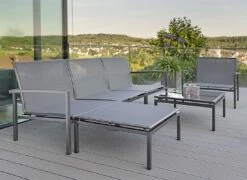 Stern Skelby Loungeset Aluminium/Textilene Anthrazit/Karbon