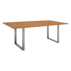 Stern Viona Kufentisch 180x100cm Edelstahl/Teak Silber/Braun