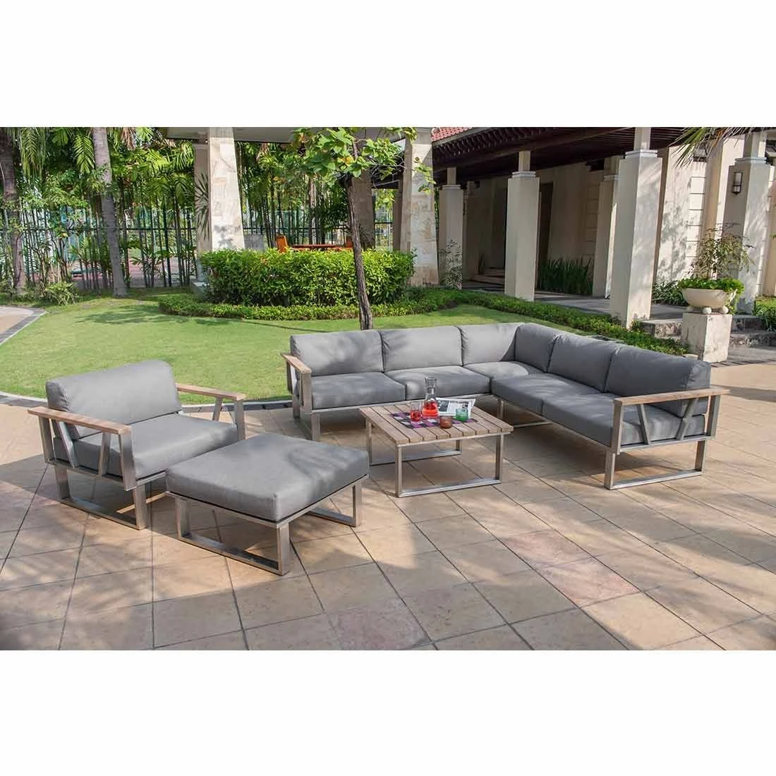 Zebra Belvedere Eck-/Endmodul Edelstahl/Olefin Edelstahl/Grau – Bild 4