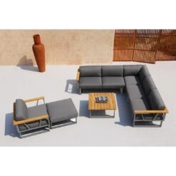 Zebra Belvedere Ecklounge 4-tlg. Edelstahl/Tuvatextil Silber/Tweed Grey