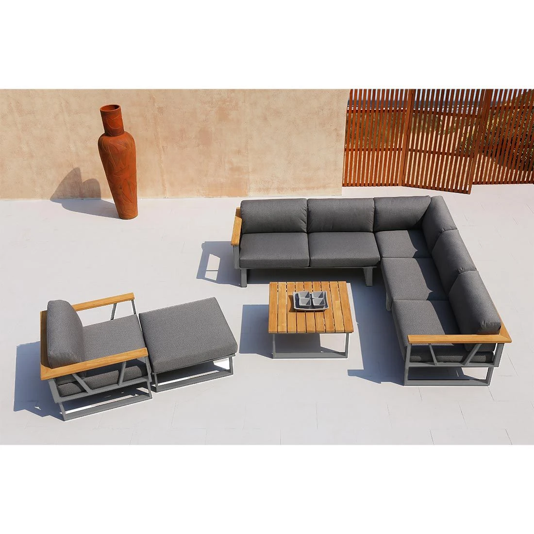 Zebra Belvedere Ecklounge 4-tlg. Edelstahl/Tuvatextil Silber/Tweed Grey