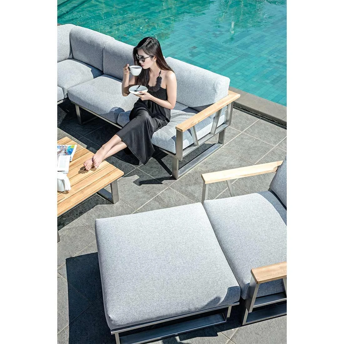 Zebra Belvedere Ecklounge 6-tlg. Edelstahl/Olefin Silber/Grau – Bild 9