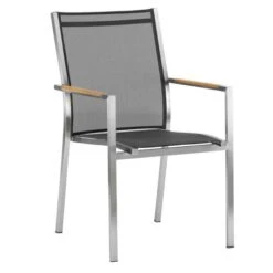 Zebra One Stapelsessel Edelstahl/Textilene Silber/Dunkelgrau