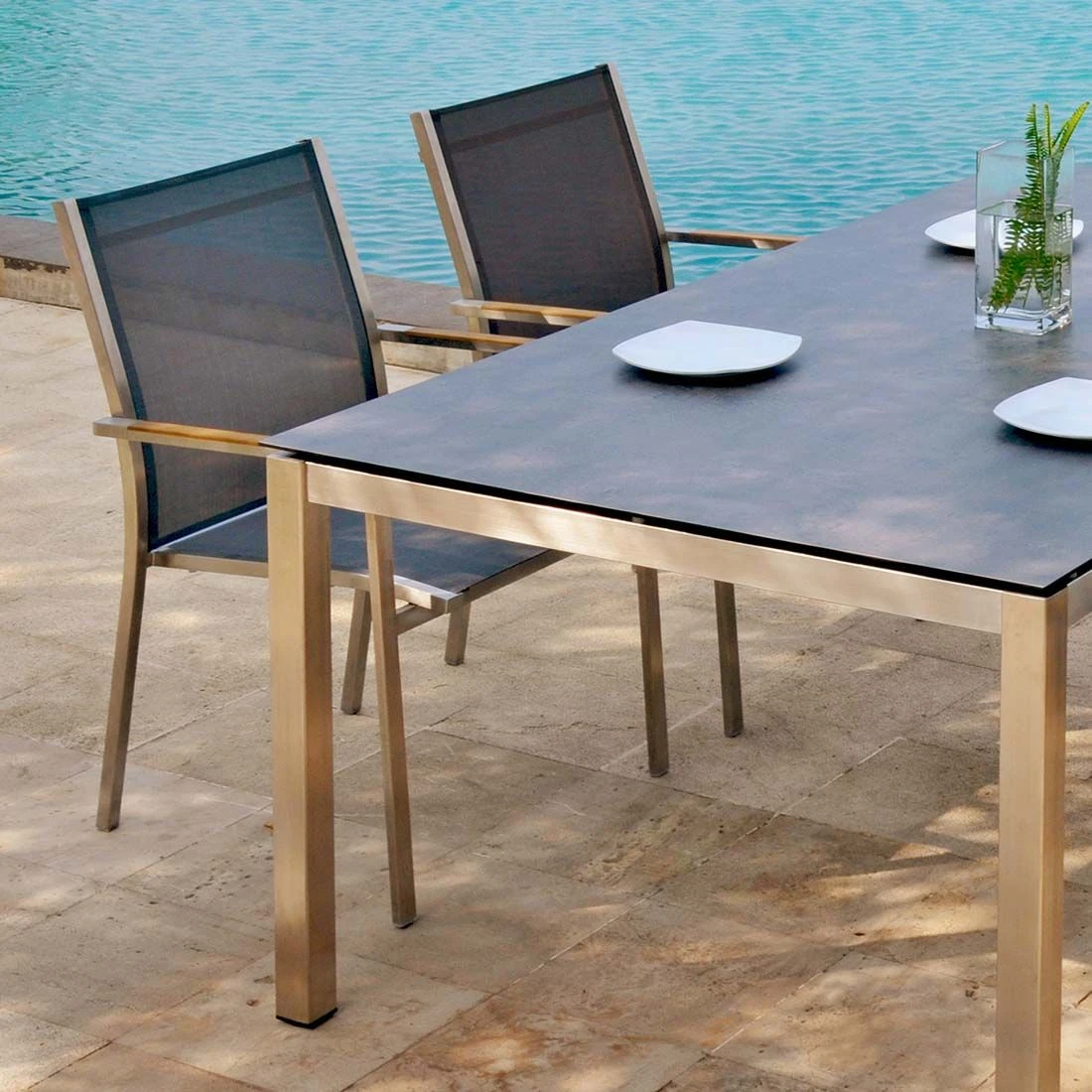 Zebra Sela Gartentisch-Platte 160x90cm HPL Beton – Bild 3